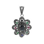 Подвеска с натуральными сапфирами, рубинами, изумрудами и марказитом