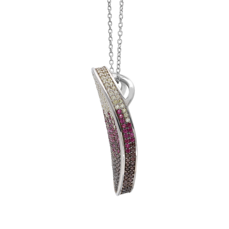 Серебряное колье с кубическим цирконием и синтетическим рубином