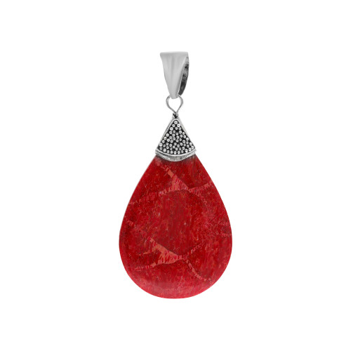 Подвеска серебряная с прессованным кораллом