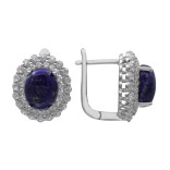 Серьги серебряные с лазуритом и кубическим цирконием