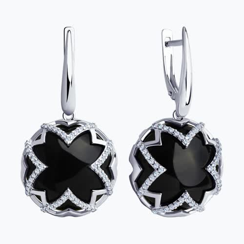 Серьги из серебра с агатом