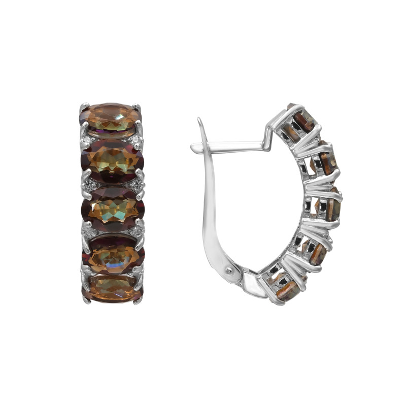 Серьги серебряные с горным хрусталём и фианитами