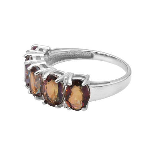 Кольцо серебряное с горным хрусталём и фианитами