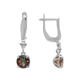 Серьги серебряные с горным хрусталём и фианитами