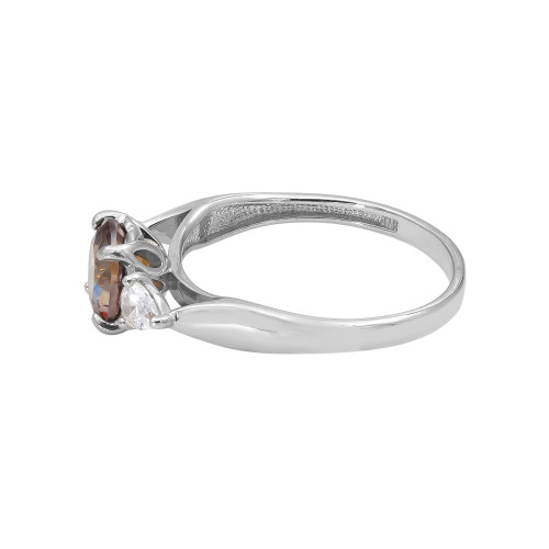 Кольцо серебряное с горным хрусталём и фианитами