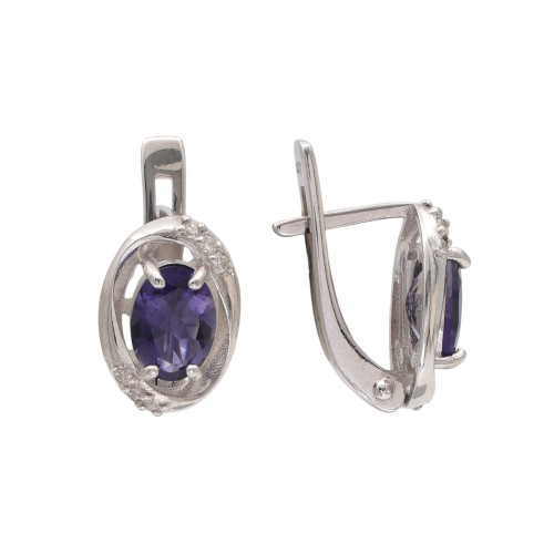 Серьги из серебра с иолитом