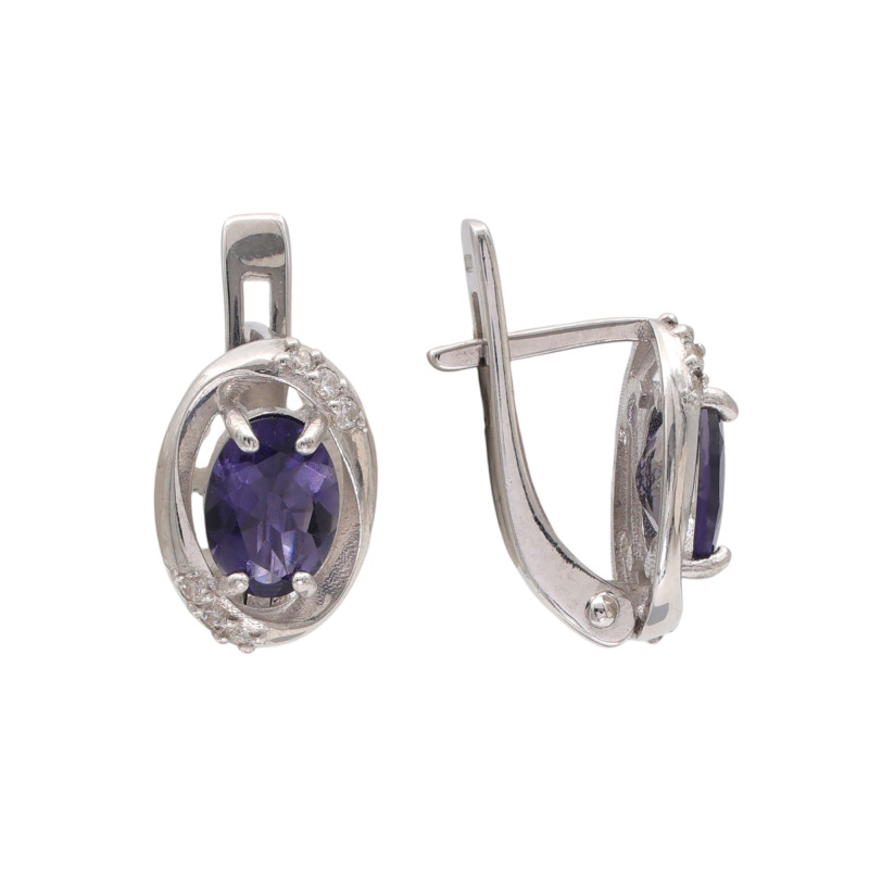 Серьги из серебра с иолитом