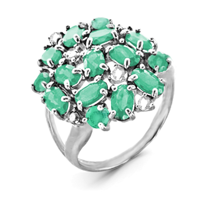 Кольцо с кварцем и фианитами