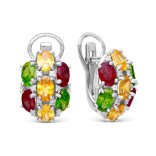 Серьги с кварцем и фианитами