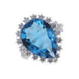 Серебряное кольцо с аквамарином и фианитами