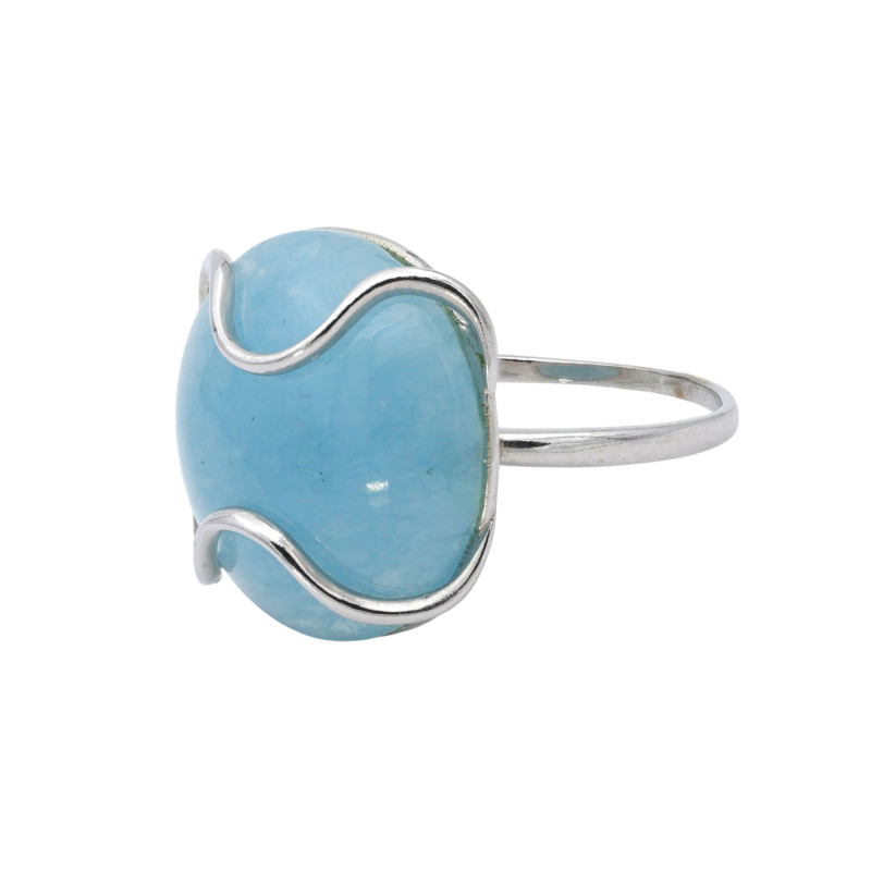Серебряное кольцо с натуральным аквамарином