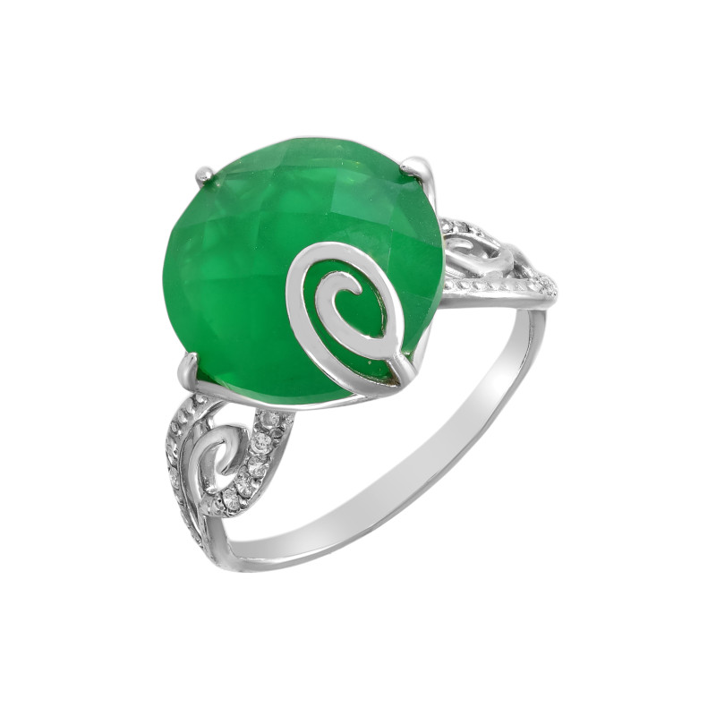 Серебряное кольцо с кварцем и фианитами