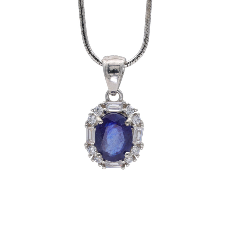 Серебряная подвеска с сапфиром