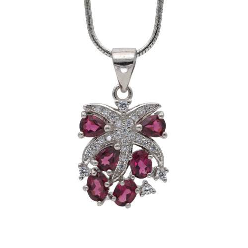 Подвеска из серебра с родолитами