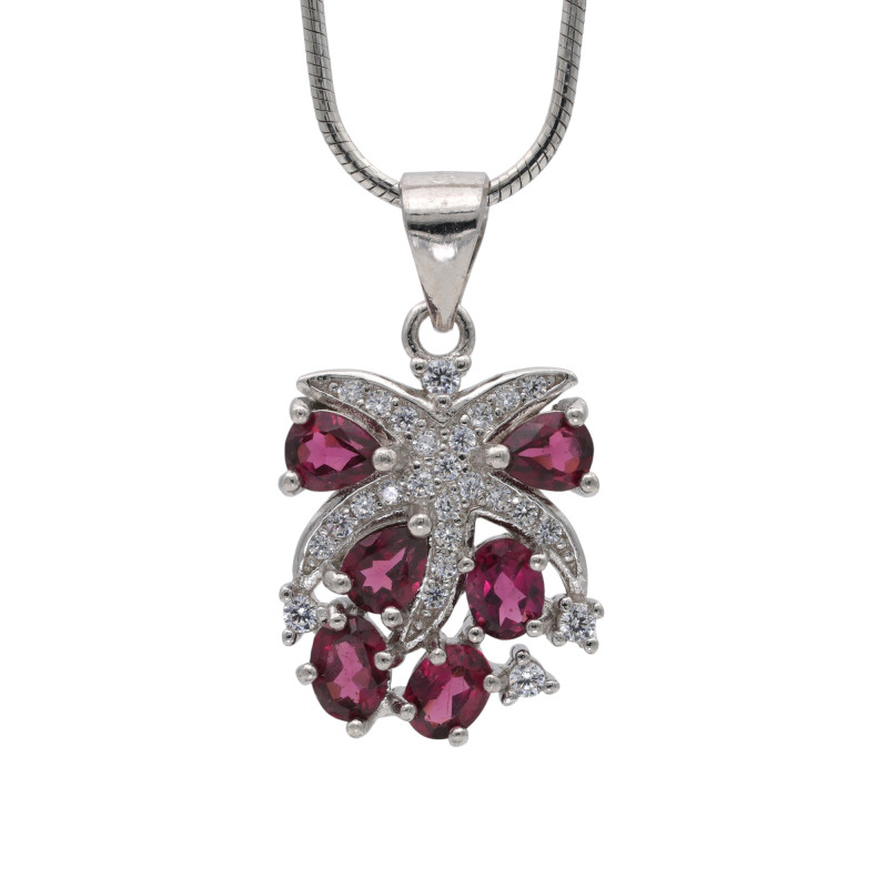 Подвеска из серебра с родолитами