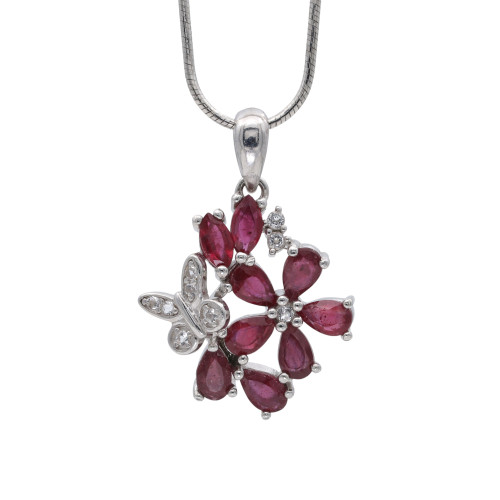 Подвеска серебряная с рубинами