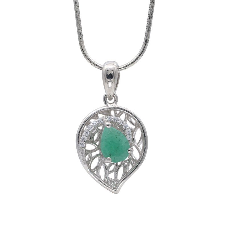 Серебряная подвеска с изумрудом