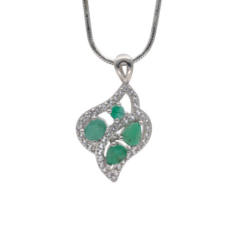 Серебряная подвеска с изумрудами