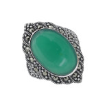 Кольцо из серебра с агатом и марказитом