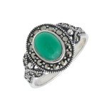 Серебряное кольцо с агатом и марказитом