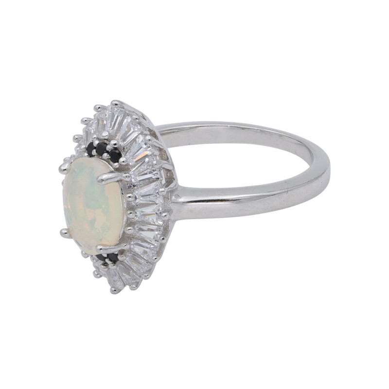 Серебряное кольцо с опалом и шпинелью