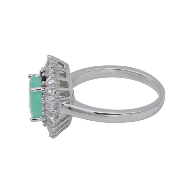 Серебряное кольцо с изумрудом и шпинелью