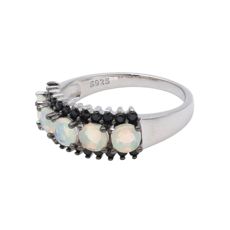 Кольцо из серебра с опалом и шпинелью