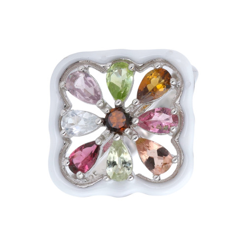 Серебряное кольцо с турмалинами и эмалью