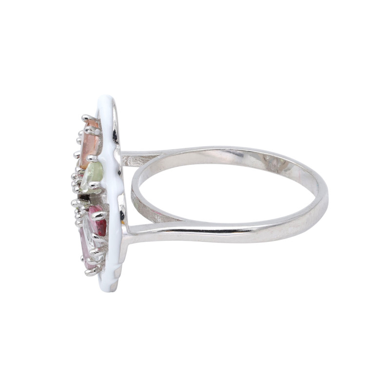 Серебряное кольцо с турмалинами и эмалью