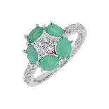 Кольцо серебряное с изумрудами