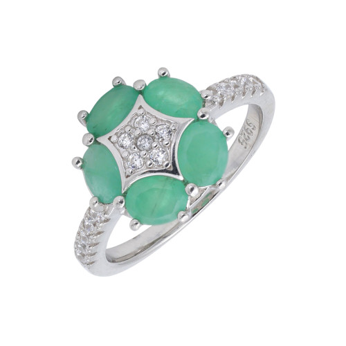 Кольцо серебряное с изумрудами