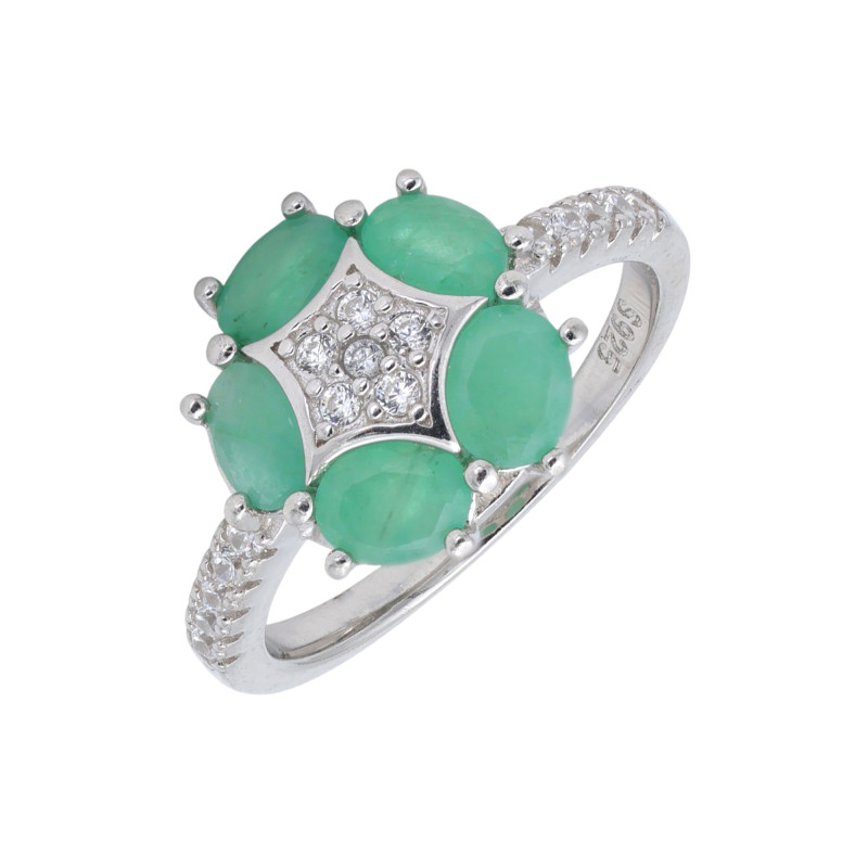 Кольцо серебряное с изумрудами