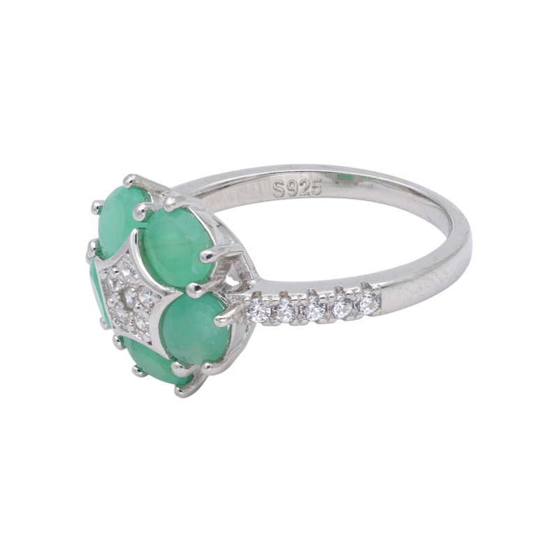 Кольцо серебряное с изумрудами