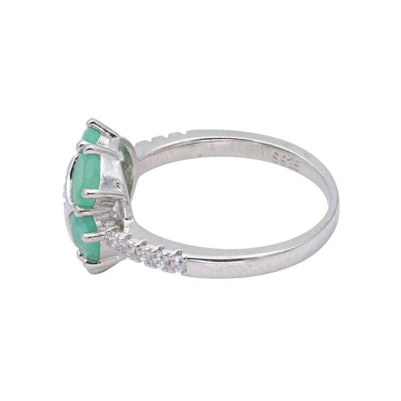 Кольцо серебряное с изумрудами