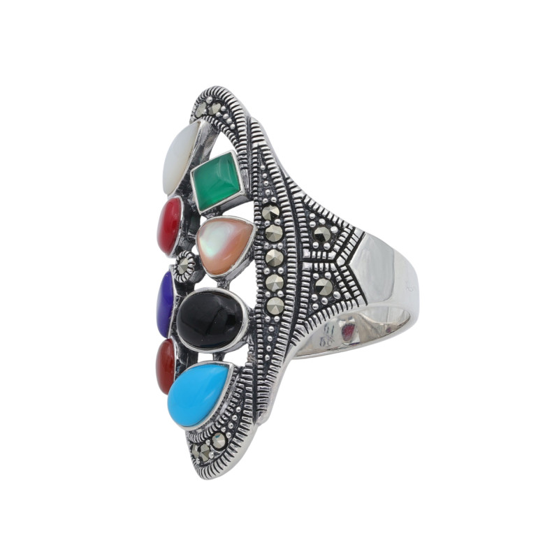 Серебряное кольцо с натуральными камнями