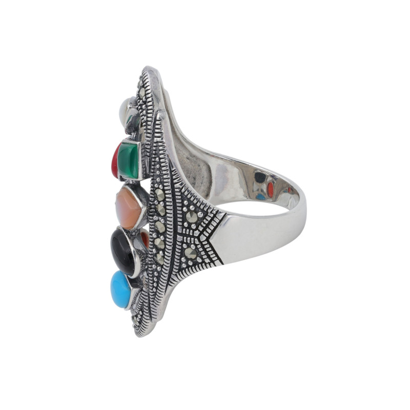 Серебряное кольцо с натуральными камнями