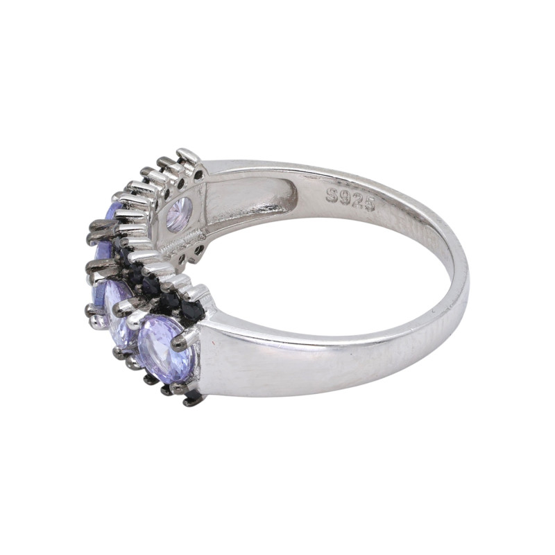 Кольцо серебряное с танзанитом и шпинелью