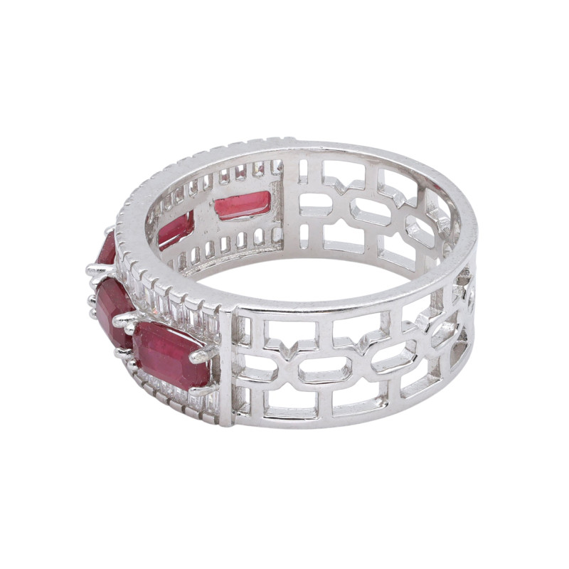 Кольцо серебряное с рубинами