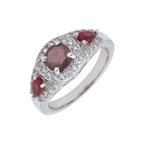 Серебряное кольцо с рубинами