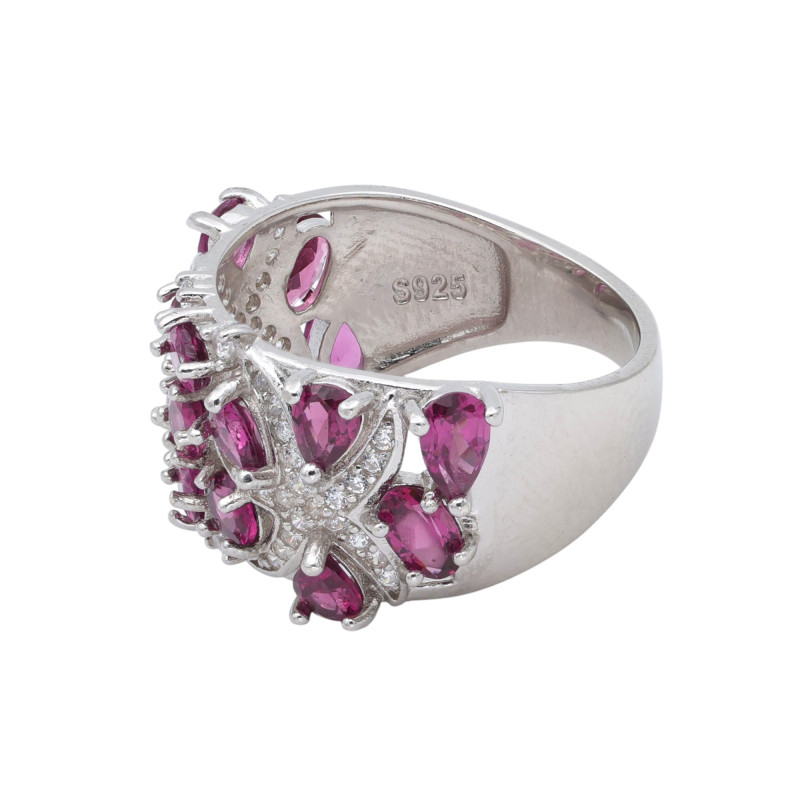 Кольцо из серебра с родолитами