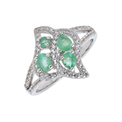 Серебряное кольцо с изумрудами