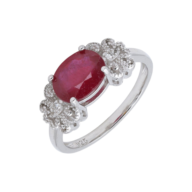 Кольцо серебряное с рубином