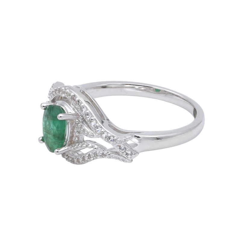 Кольцо серебряное с натуральным изумрудом