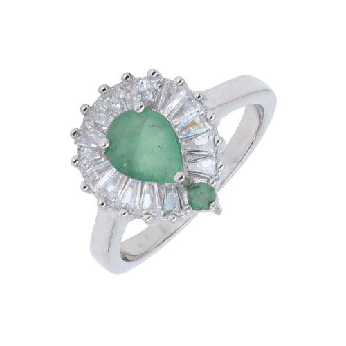 Кольцо серебряное с изумрудами