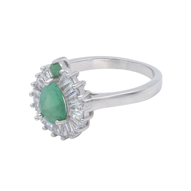 Кольцо серебряное с изумрудами