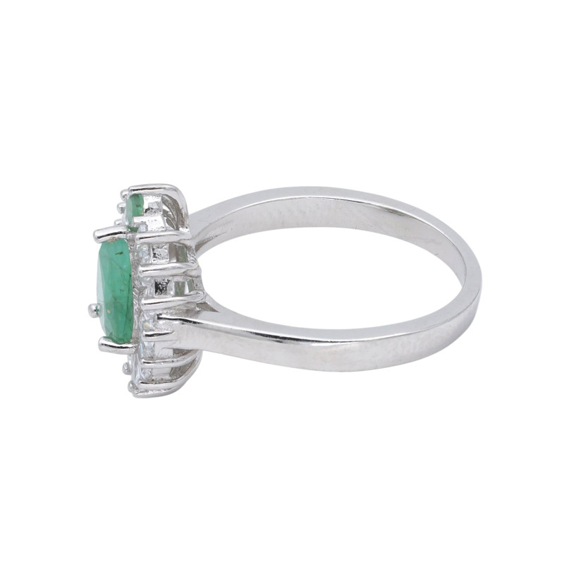 Кольцо серебряное с изумрудами