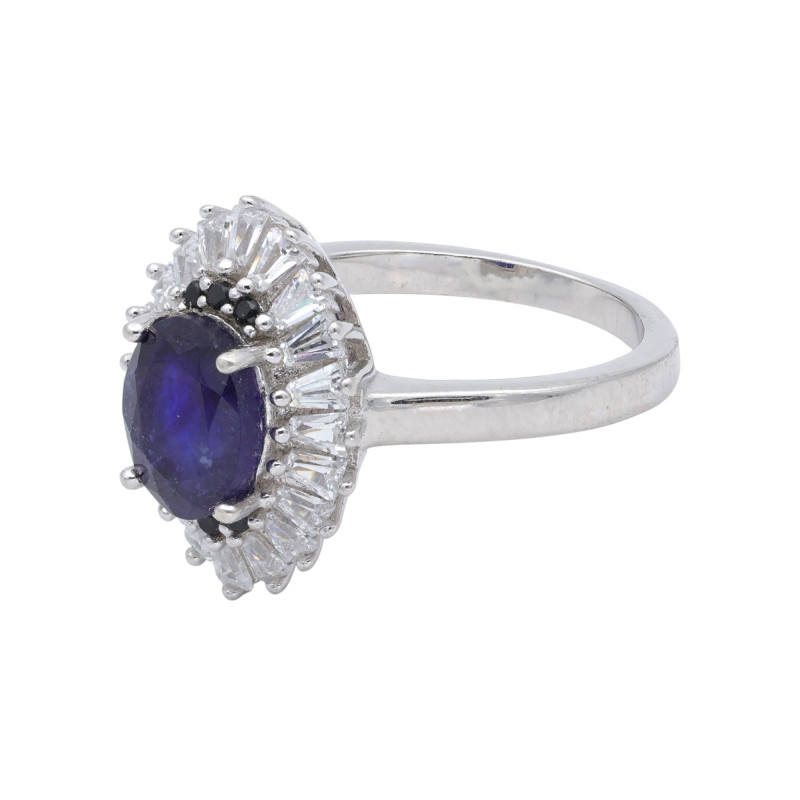 Кольцо из серебра с сапфиром и шпинелью