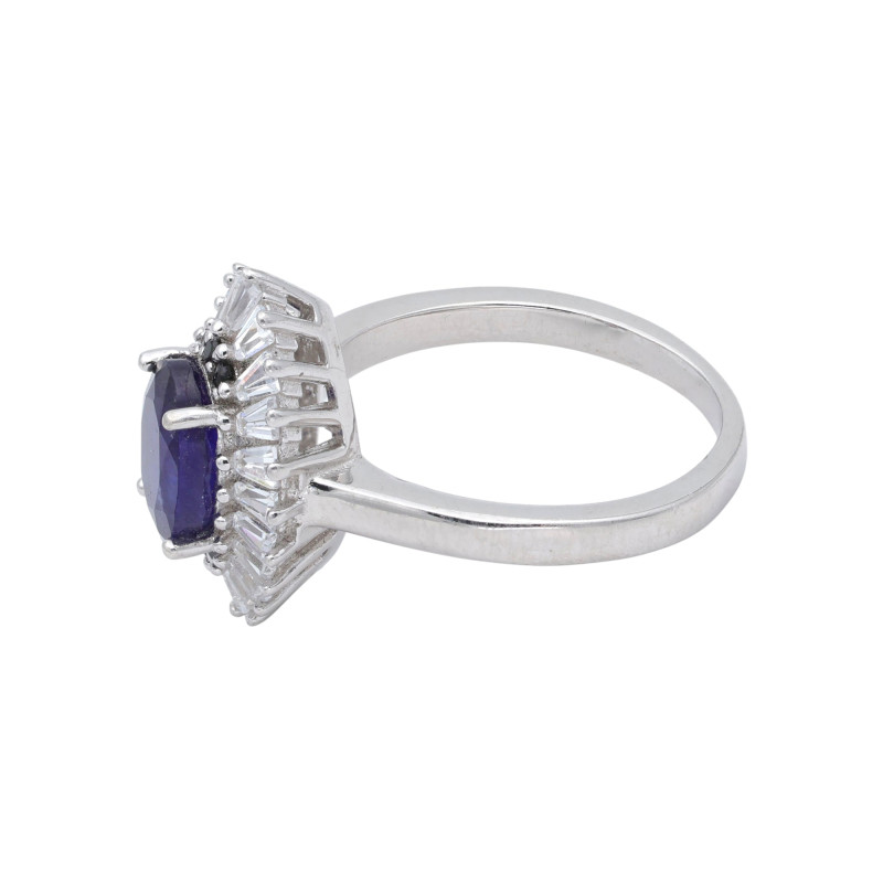 Кольцо из серебра с сапфиром и шпинелью