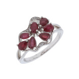 Кольцо серебряное с рубинами