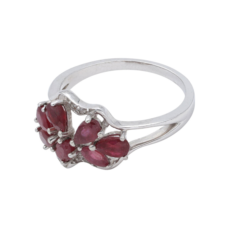 Кольцо серебряное с рубинами